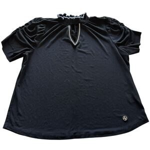 Womens Shirt Size XL Black  Choker Neckline Whimsigoth Workwear Office Bling